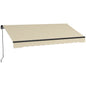 Outsunny 12' x 10' Retractable Awning, Patio Awning Sunshade Shelter with Manual Crank Handle, 280gsm UV Resistant Fabric and Aluminum Frame for Deck, Balcony, Yard, Beige and White