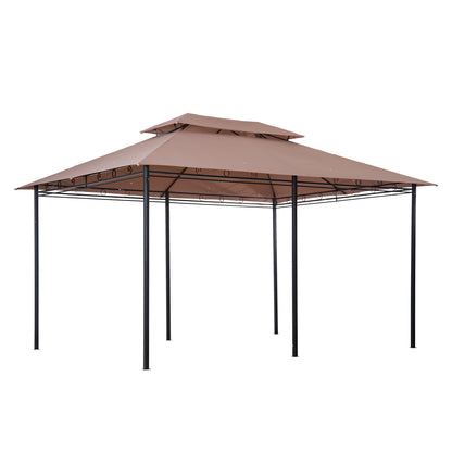 10' x 13' Khaki Steel Patio Gazebo - Outdoor Canopy Shelter