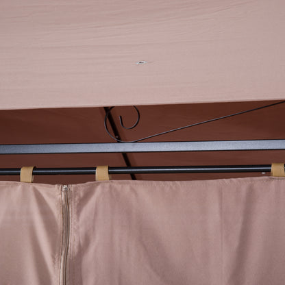 10' x 13' Khaki Steel Patio Gazebo - Outdoor Canopy Shelter