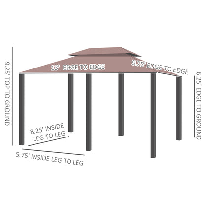 10' x 13' Khaki Steel Patio Gazebo - Outdoor Canopy Shelter