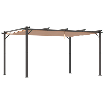 Outsunny 10' x 13' Aluminum Patio Pergola with Retractable Pergola Canopy, Backyard Shade Shelter for Porch, Outdoor Party, Garden, Grill Gazebo, Charcoal Gray