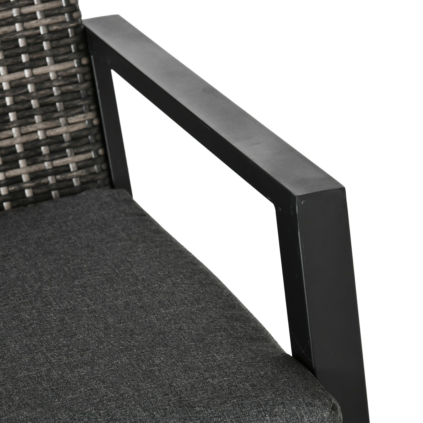 Black Steel Wicker Patio Furniture Set for Poolside Lounging