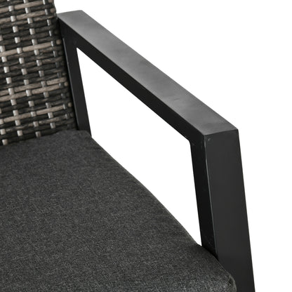 Black Steel Wicker Patio Furniture Set for Poolside Lounging