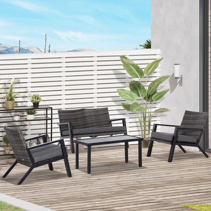 Black Steel Wicker Patio Furniture Set for Poolside Lounging