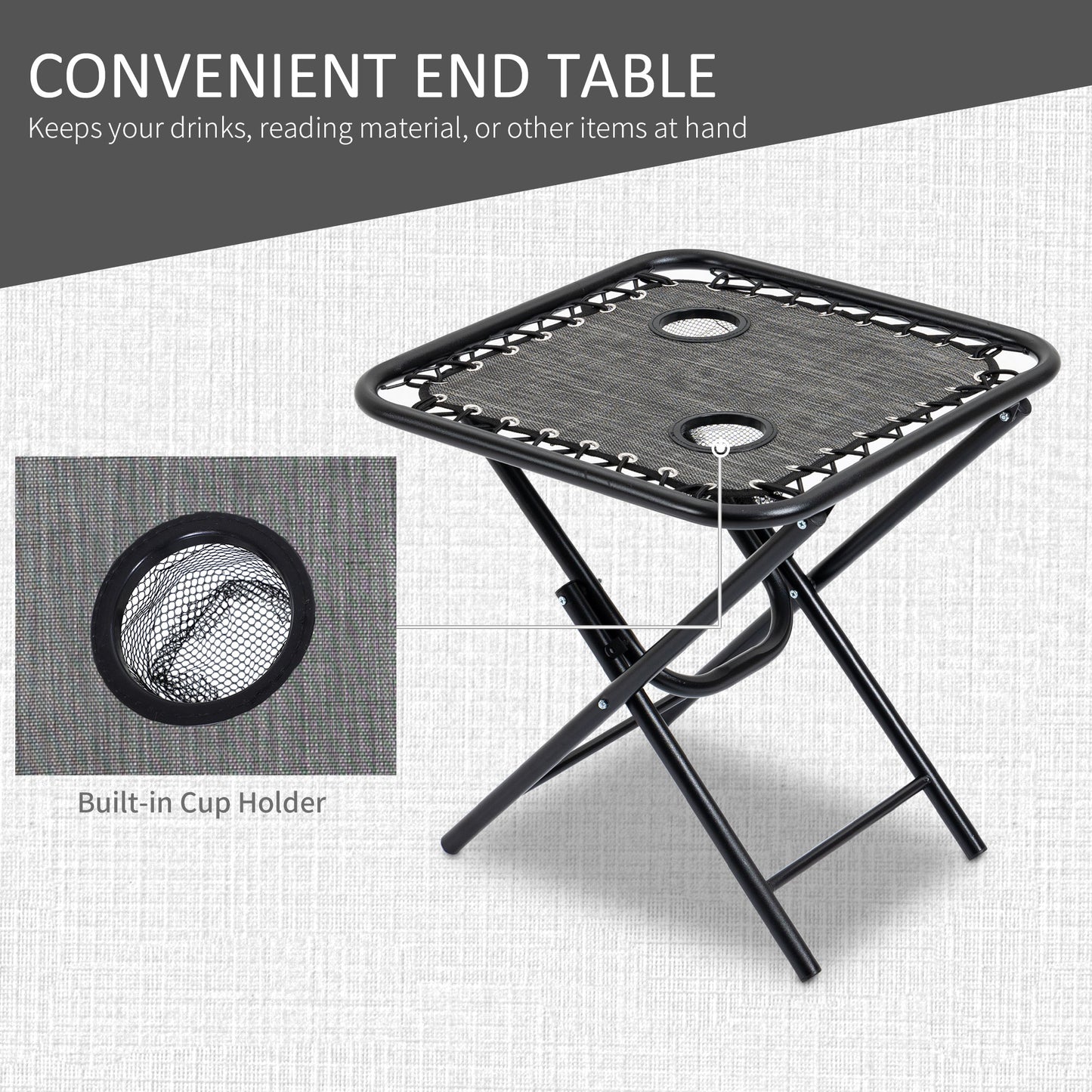 Grey Zero Gravity Chair Set with Folding Table - Patio Outdoor Furniture