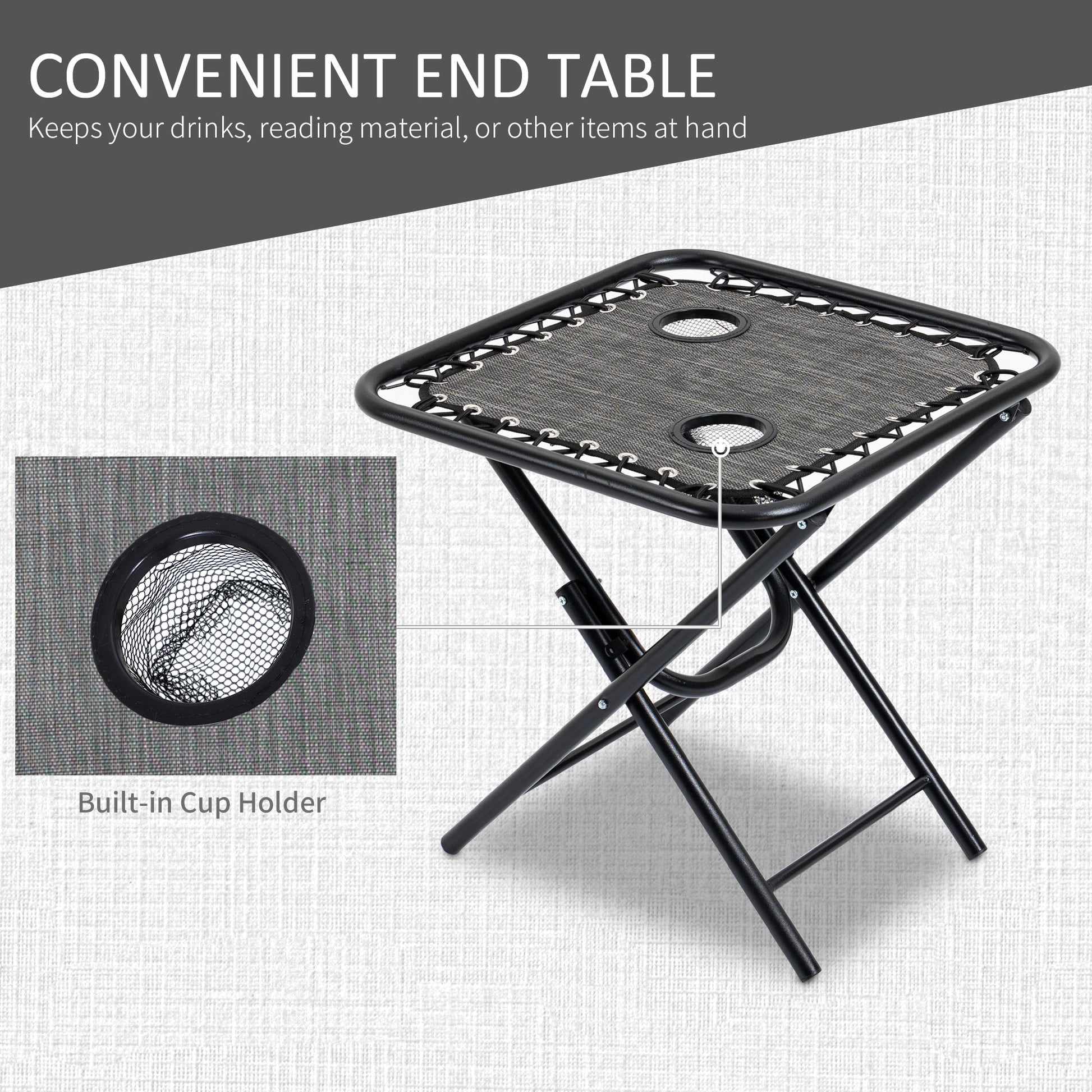 Grey Zero Gravity Chair Set with Folding Table - Patio Outdoor Furniture