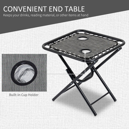 Grey Zero Gravity Chair Set with Folding Table - Patio Outdoor Furniture
