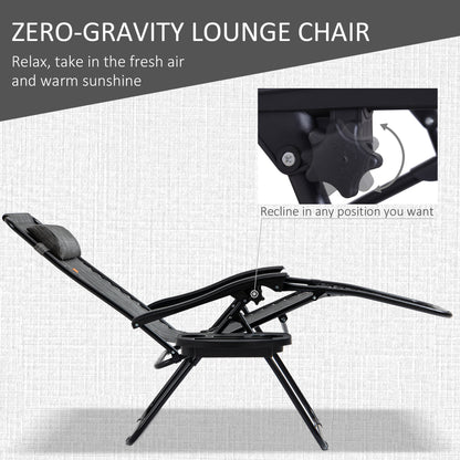 Grey Zero Gravity Chair Set with Folding Table - Patio Outdoor Furniture