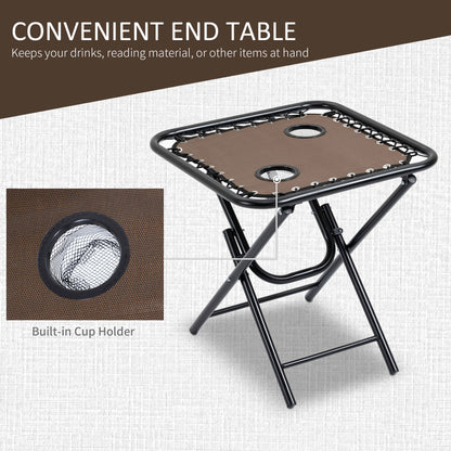 Brown Steel Zero Gravity Patio Set with Folding Table for Poolside Relaxation