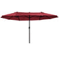 Outsunny Extra Large 15ft Patio Umbrella, Double-Sided Outdoor Umbrella with Crank Handle and Air Vents for Backyard, Deck, Pool, Market, Wine Red