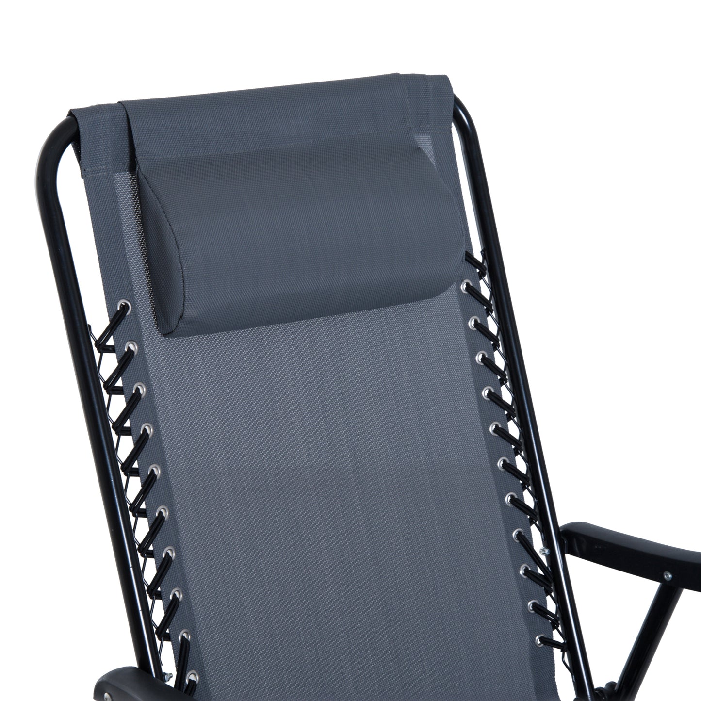 Outsunny 3 Piece Grey Patio Rocking Chair Set with Folding Table for Outdoor