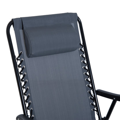 Outsunny 3 Piece Grey Patio Rocking Chair Set with Folding Table for Outdoor
