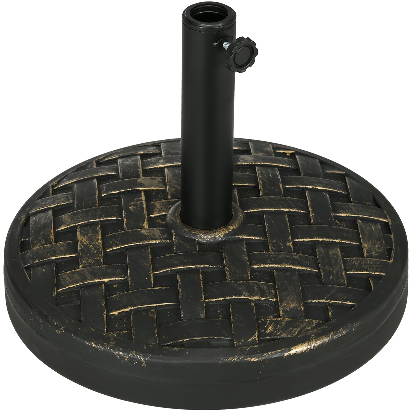 Outsunny 18" Patio Umbrella Base, 40 lbs. Concrete Heavy Duty Umbrella Stand with Metal Umbrella Holder for 1.5" or 2" Umbrella Poles, Round Market Umbrella Stand for Outdoor, Lawn, Poolside, Bronze