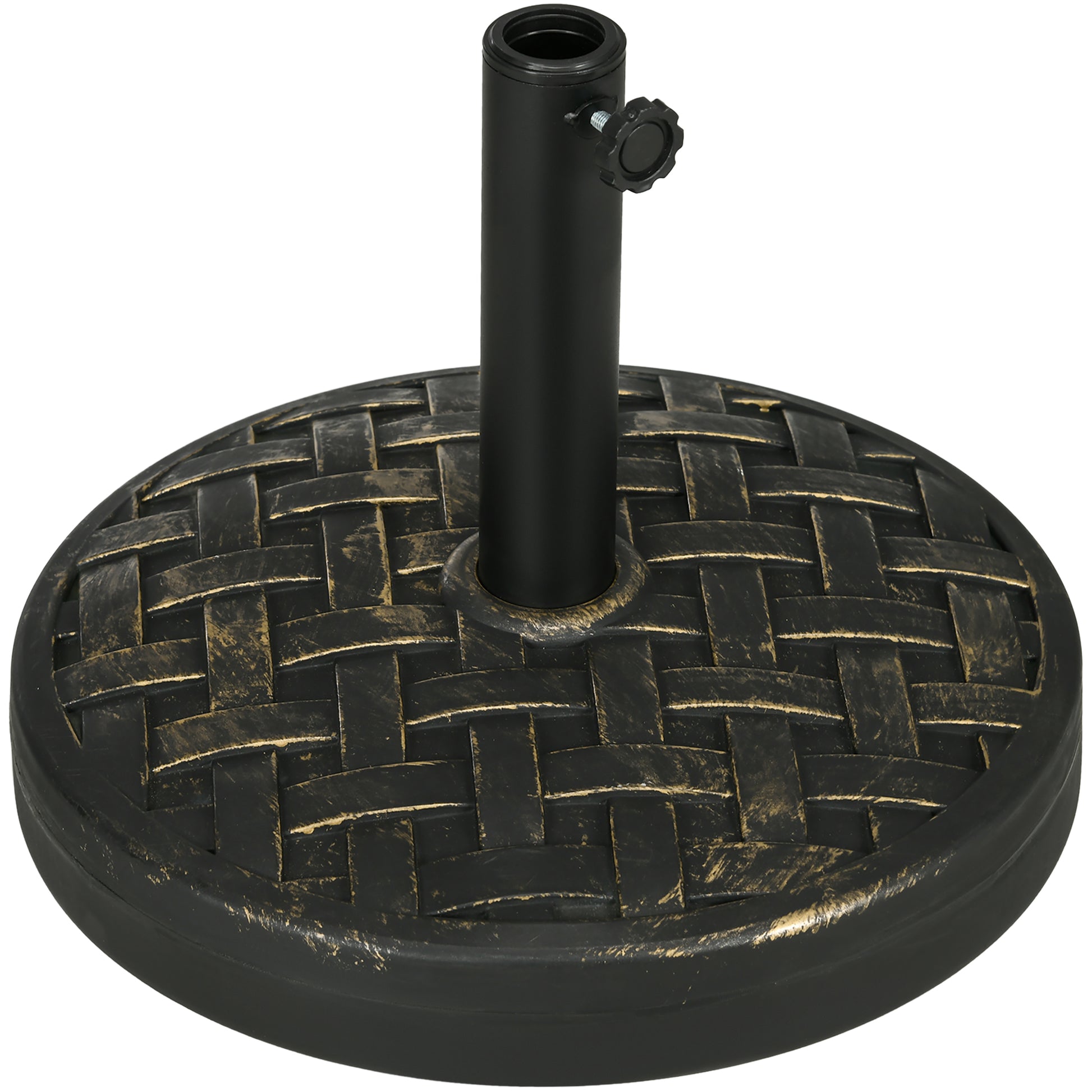Outsunny 18" Patio Umbrella Base, 40 lbs. Concrete Heavy Duty Umbrella Stand with Metal Umbrella Holder for 1.5" or 2" Umbrella Poles, Round Market Umbrella Stand for Outdoor, Lawn, Poolside, Bronze