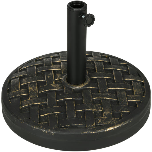 Outsunny 18" Patio Umbrella Base, 40 lbs. Concrete Heavy Duty Umbrella Stand with Metal Umbrella Holder for 1.5" or 2" Umbrella Poles, Round Market Umbrella Stand for Outdoor, Lawn, Poolside, Bronze