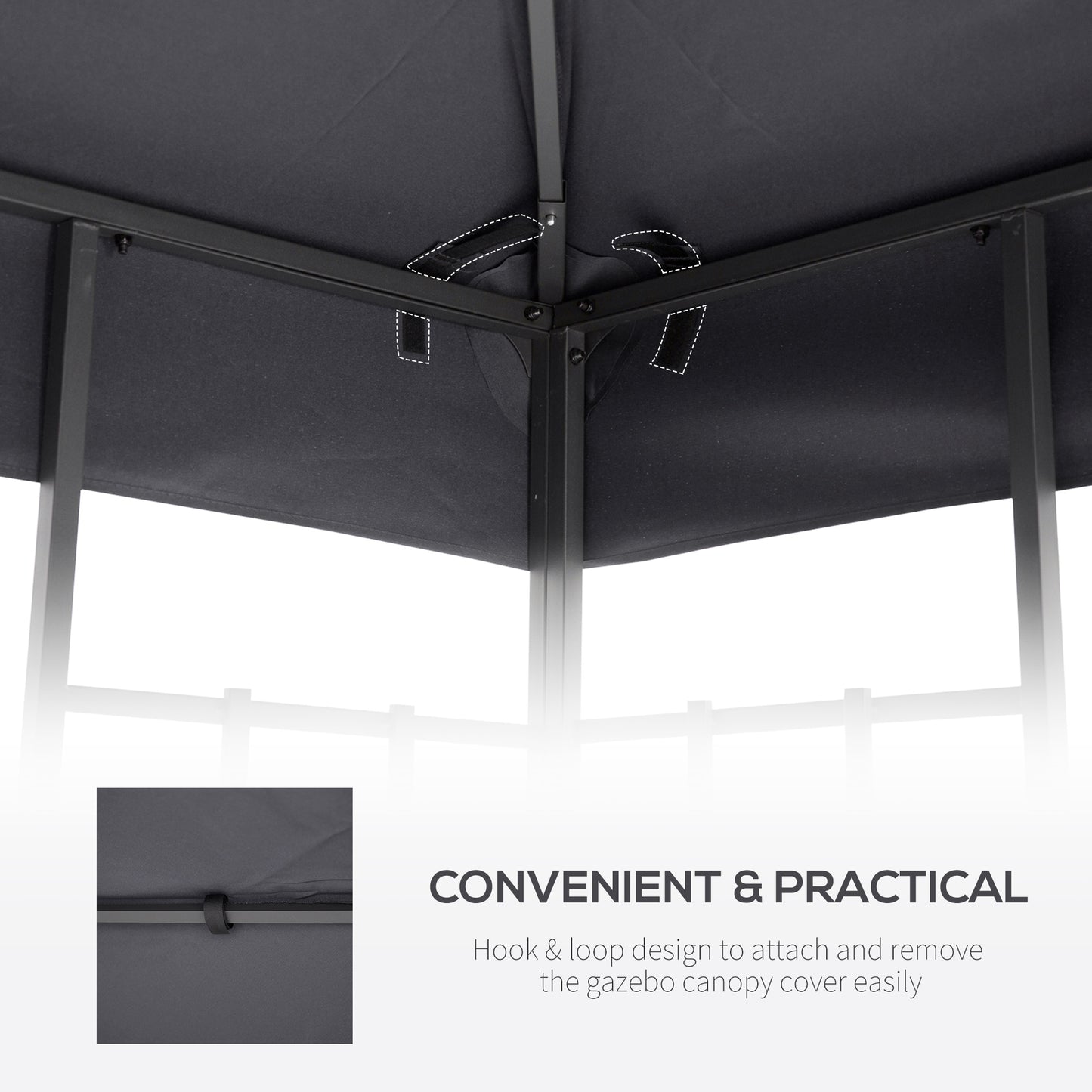Dark Grey Replacement Gazebo Canopy Top for 9.8' x 9.8' Outdoor Use