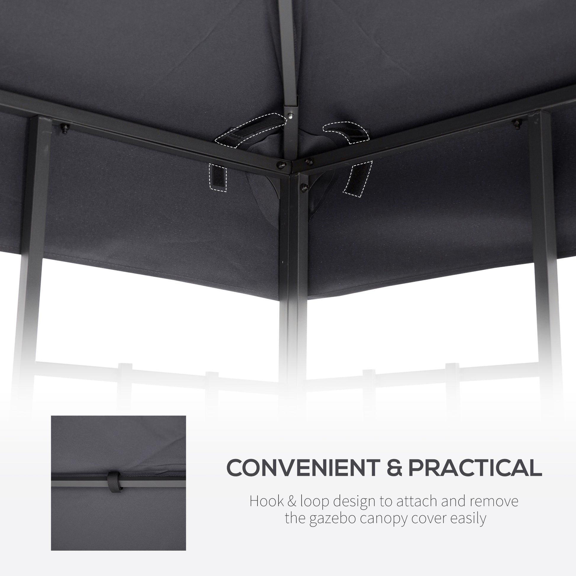 Dark Grey Replacement Gazebo Canopy Top for 9.8' x 9.8' Outdoor Use