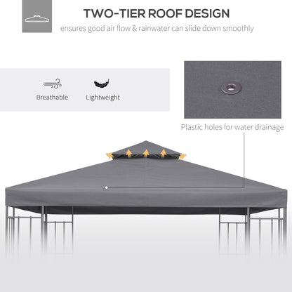 Dark Grey Replacement Gazebo Canopy Top for 9.8' x 9.8' Outdoor Use