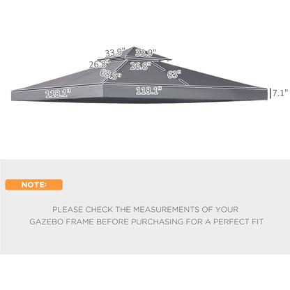 Dark Grey Replacement Gazebo Canopy Top for 9.8' x 9.8' Outdoor Use