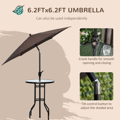 Outsunny 4-Piece Patio Dining Set - Black Steel Table & Folding Chairs