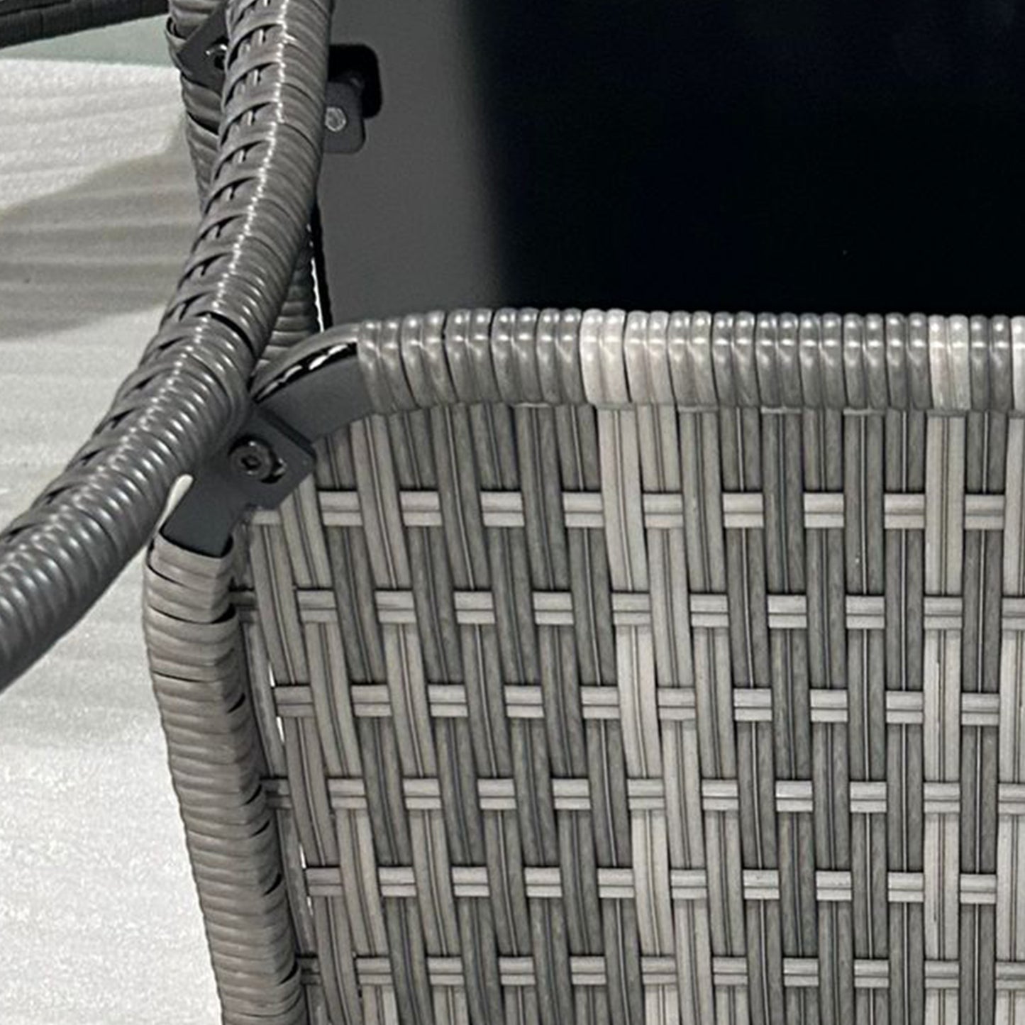 Outsunny Rattan Side Table - Grey Aluminum Outdoor Coffee Table with Storage Shelf