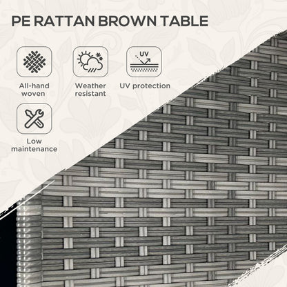 Outsunny Rattan Side Table - Grey Aluminum Outdoor Coffee Table with Storage Shelf