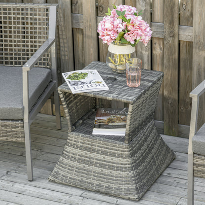 Grey Metal Outdoor Side Table with Umbrella Hole