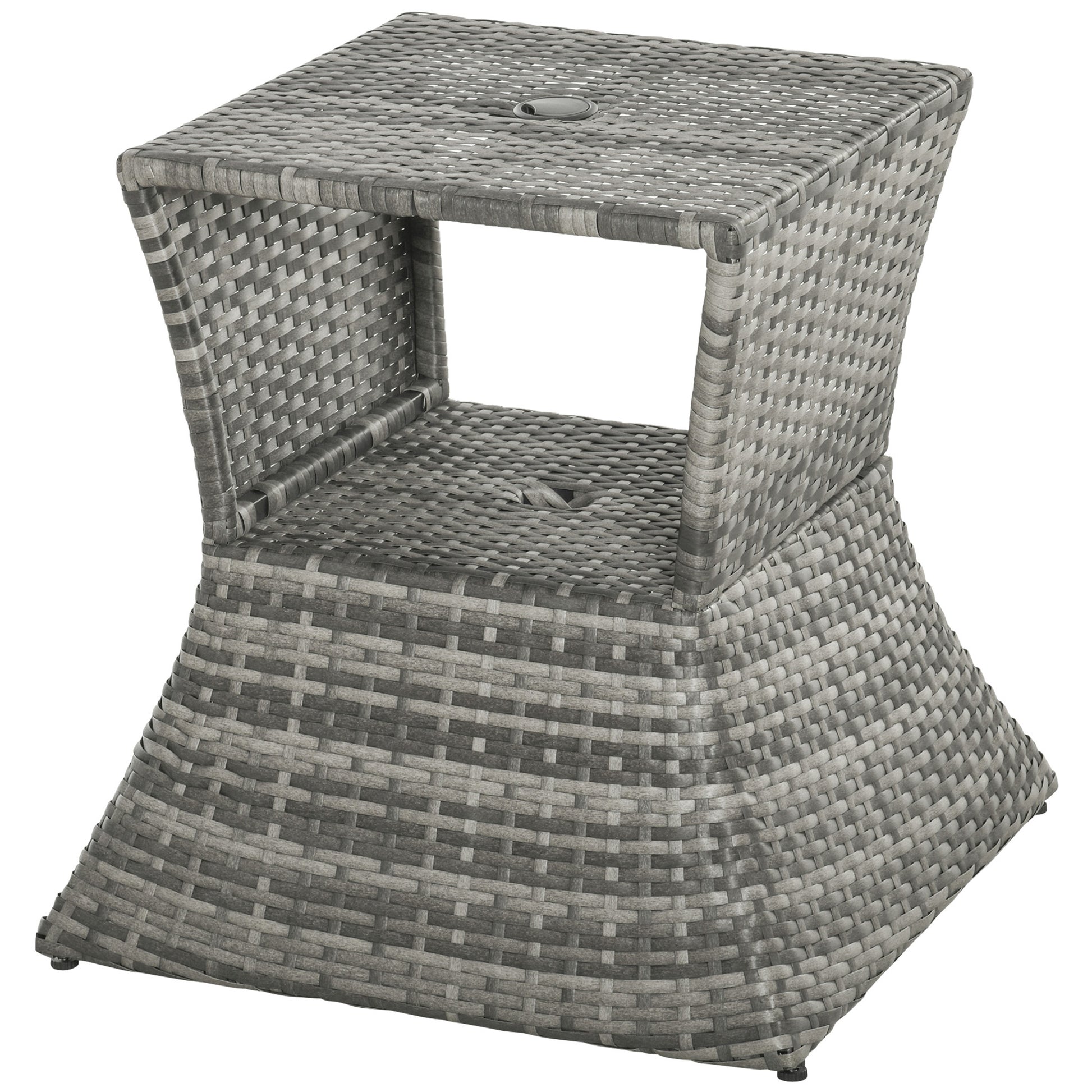 Grey Metal Outdoor Side Table with Umbrella Hole