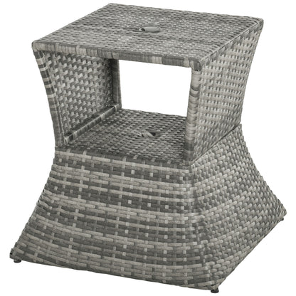 Grey Metal Outdoor Side Table with Umbrella Hole