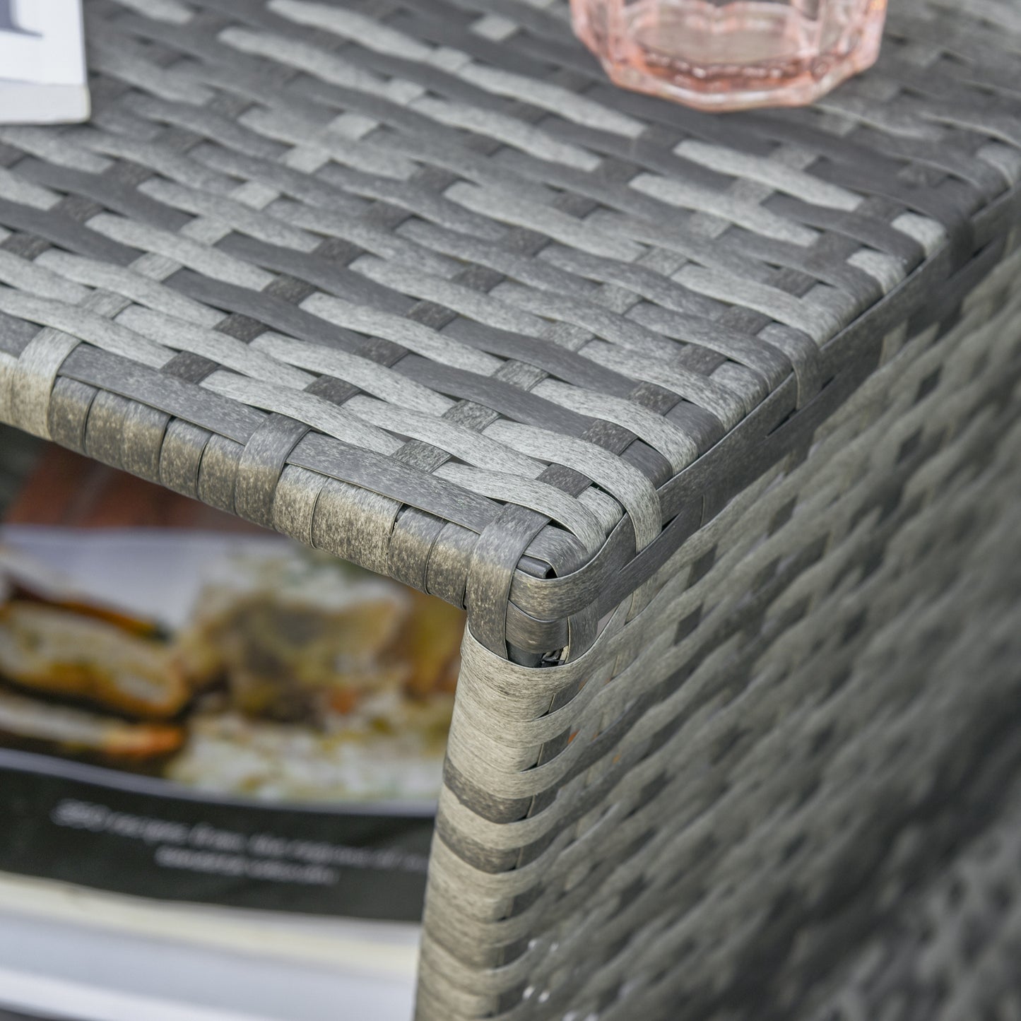 Grey Metal Outdoor Side Table with Umbrella Hole