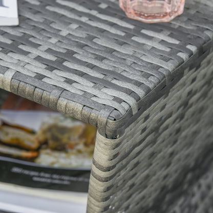 Grey Metal Outdoor Side Table with Umbrella Hole