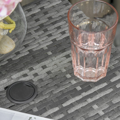 Grey Metal Outdoor Side Table with Umbrella Hole