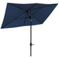 Outsunny 6.5' x 10' Rectangular Market Umbrella, Patio Outdoor Table Umbrella with Crank and Push Button Tilt, Blue