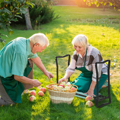 Green Steel Garden Kneeling Bench - Folding Seat Pad