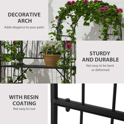 Outsunny Metal Trellis Arbor Arch Bench - Black, 484 lb Capacity