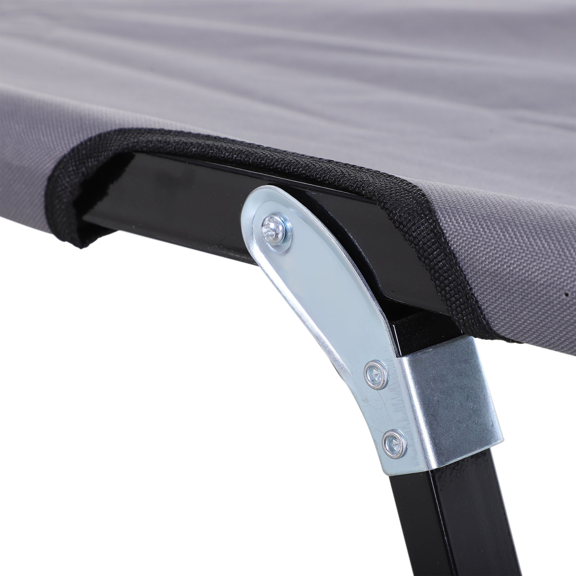 Grey Steel Folding Camping Cot - 2 Person Outdoor Sleeping Bed