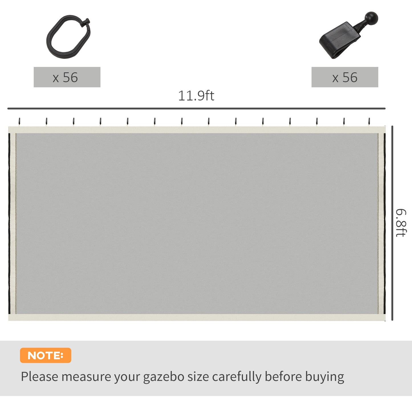 Cream White Polyester Gazebo Netting Replacement for Patio and Porch