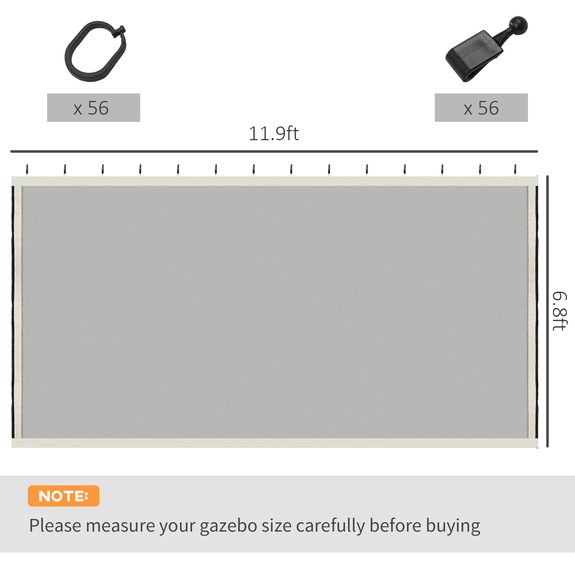 Cream White Polyester Gazebo Netting Replacement for Patio and Porch