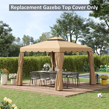 9.8' Khaki Polyester Gazebo Canopy Top - Outdoor Patio Shade