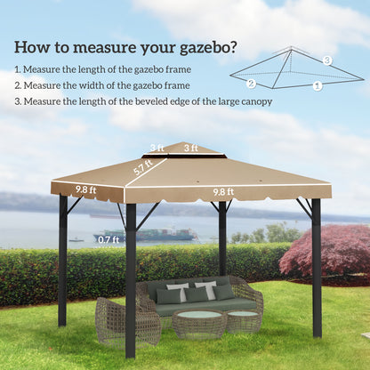 9.8' Khaki Polyester Gazebo Canopy Top - Outdoor Patio Shade