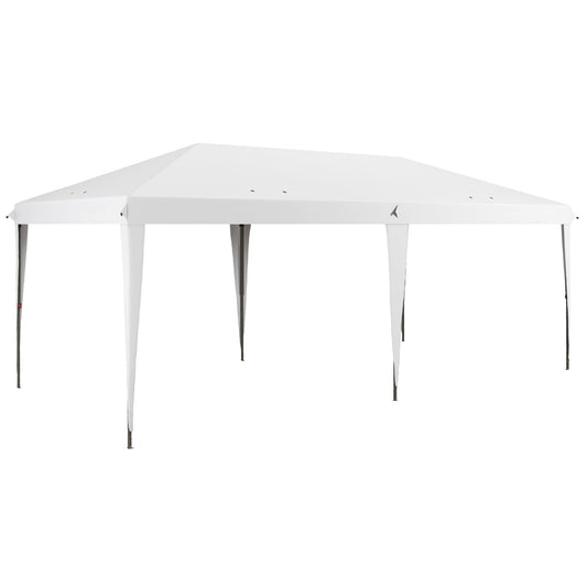 Outsunny 10' x 19.2' Pop Up Canopy Tent, Heavy Duty Tent for Parties, Outdoor Instant Gazebo Sun Shade Shelter with Carry Bag for Catering, Events, Wedding, Backyard BBQ, White