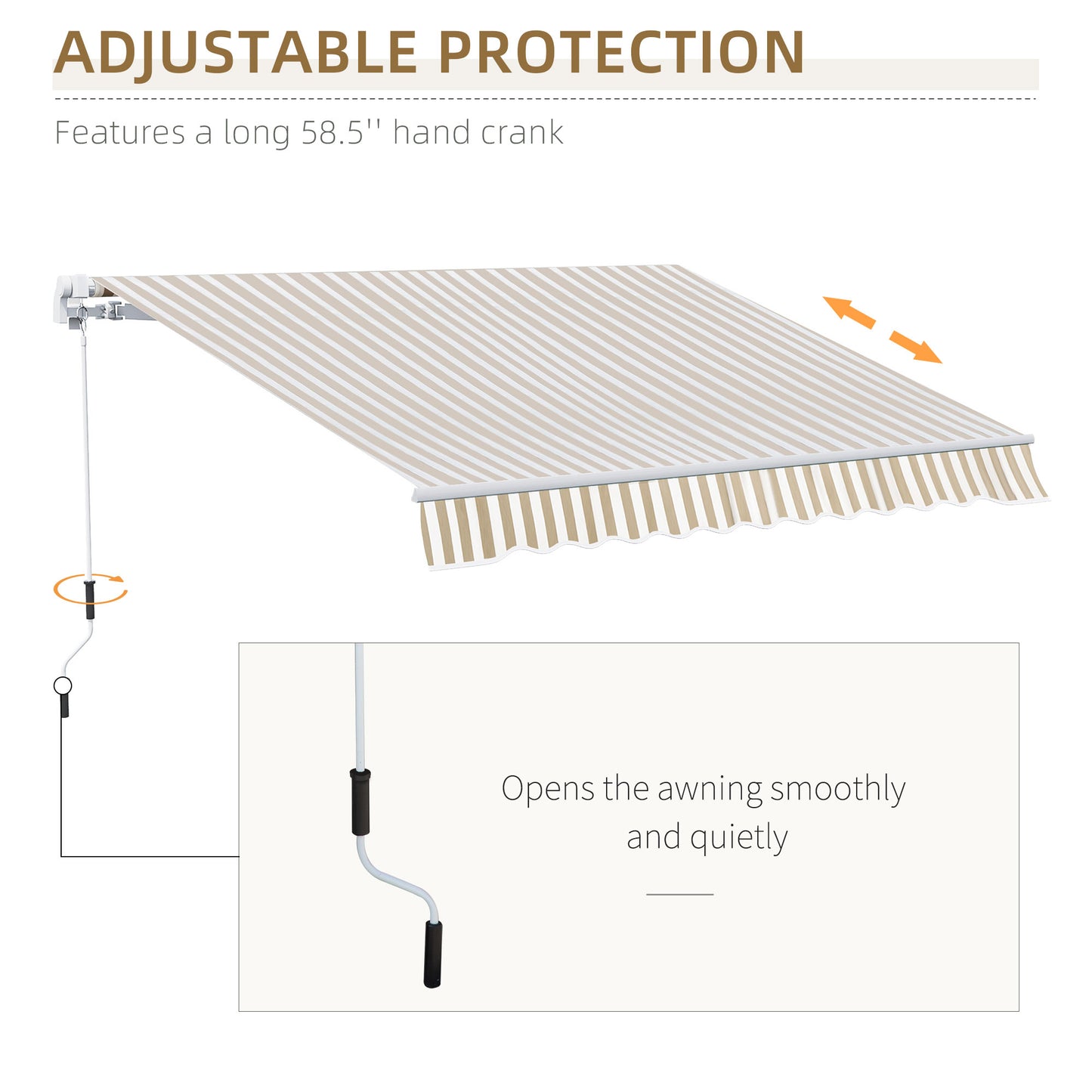 12' x 10' Beige Aluminum Retractable Awning - Patio Shade