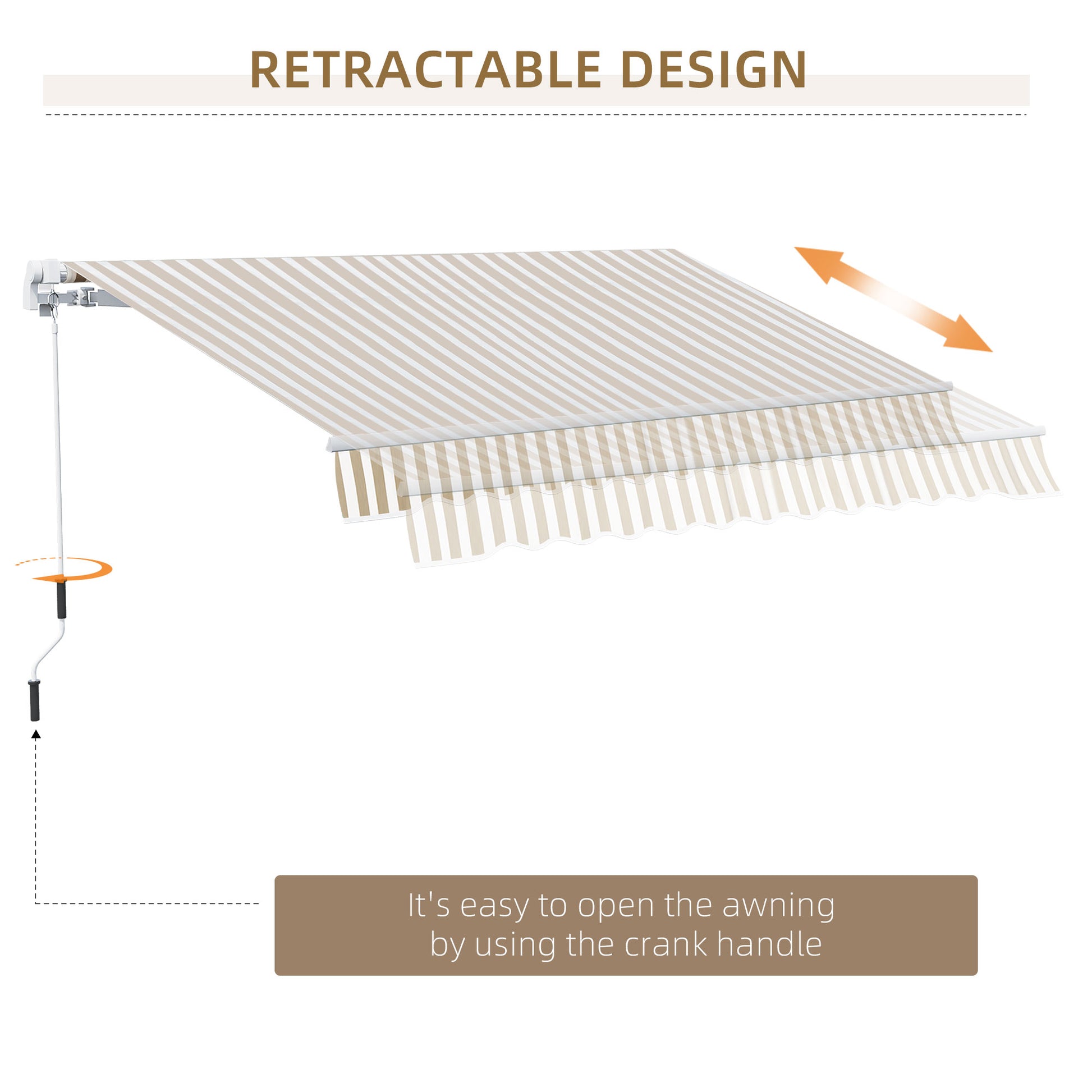 12' x 10' Beige Aluminum Retractable Awning - Patio Shade