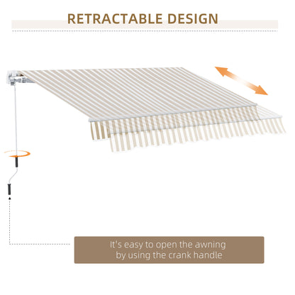 12' x 10' Beige Aluminum Retractable Awning - Patio Shade