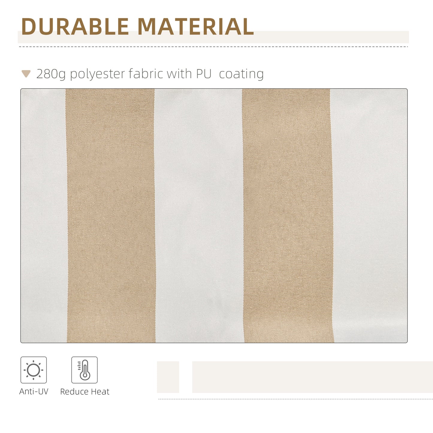 12' x 10' Beige Aluminum Retractable Awning - Patio Shade