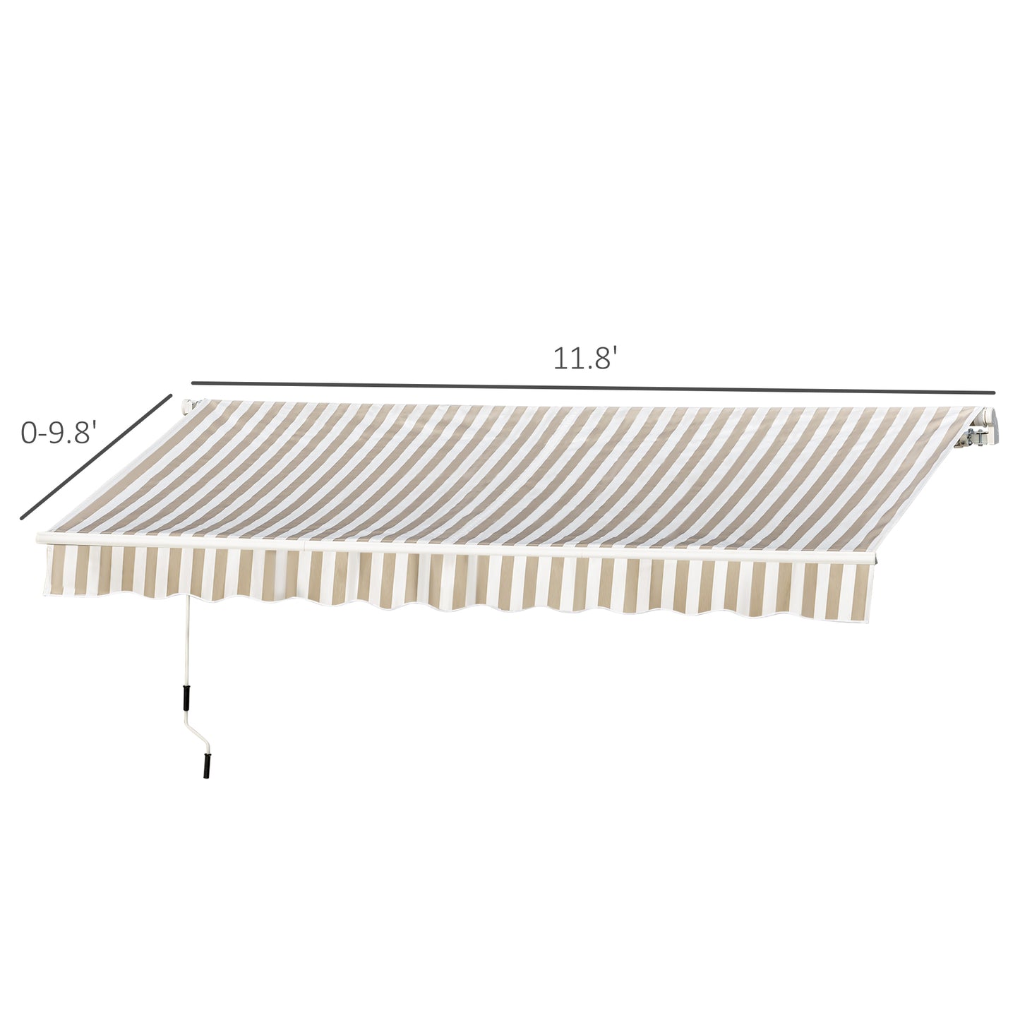 12' x 10' Beige Aluminum Retractable Awning - Patio Shade