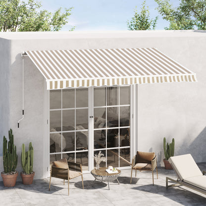 12' x 10' Beige Aluminum Retractable Awning - Patio Shade