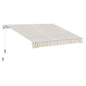 Outsunny 12' x 10' Retractable Awning Patio Awnings Sun Shade Shelter with Manual Crank Handle, 280g/m² UV & Water-Resistant Fabric and Aluminum Frame for Deck, Balcony, Yard, Beige and White