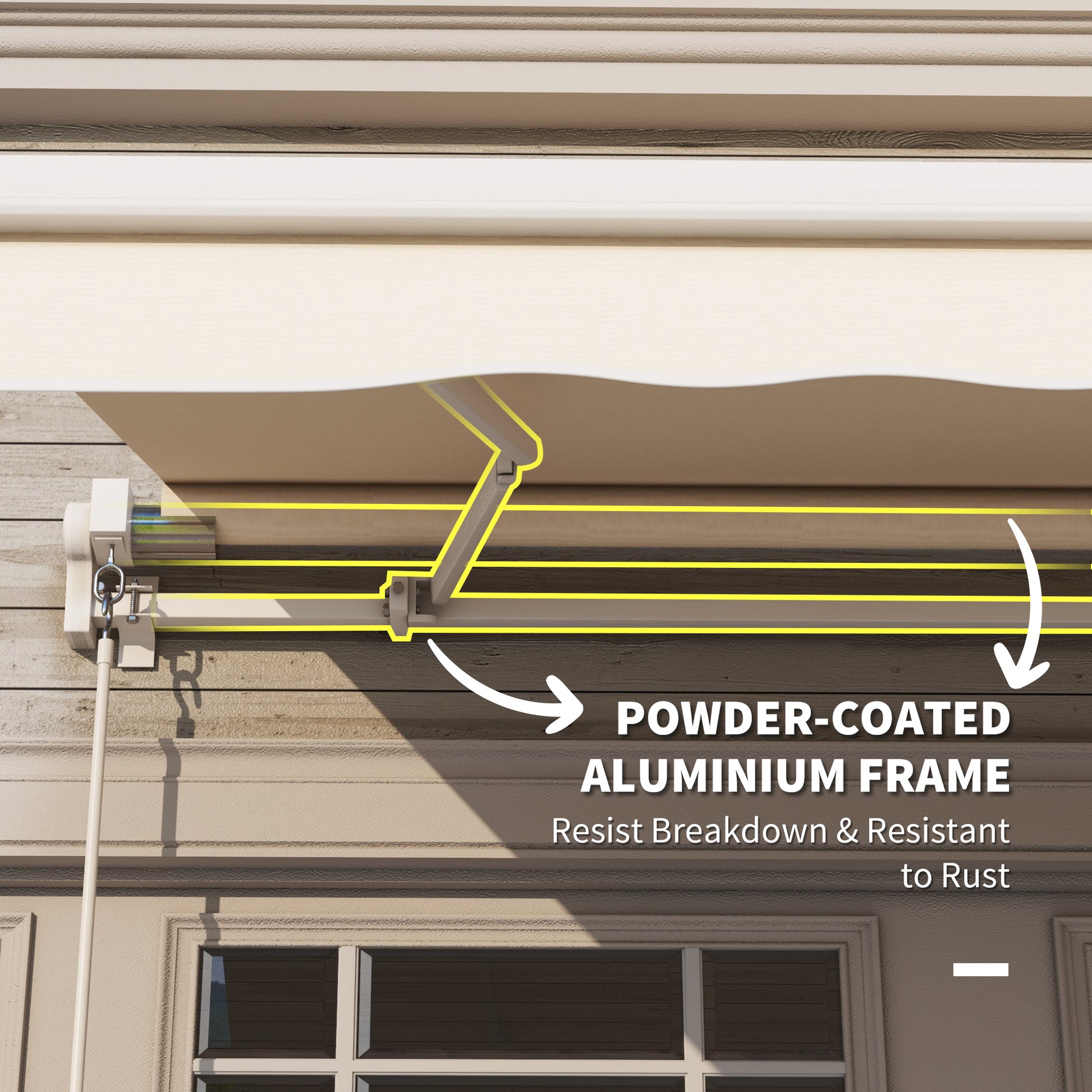 Beige Aluminum Retractable Awning for Garden or Poolside Porch