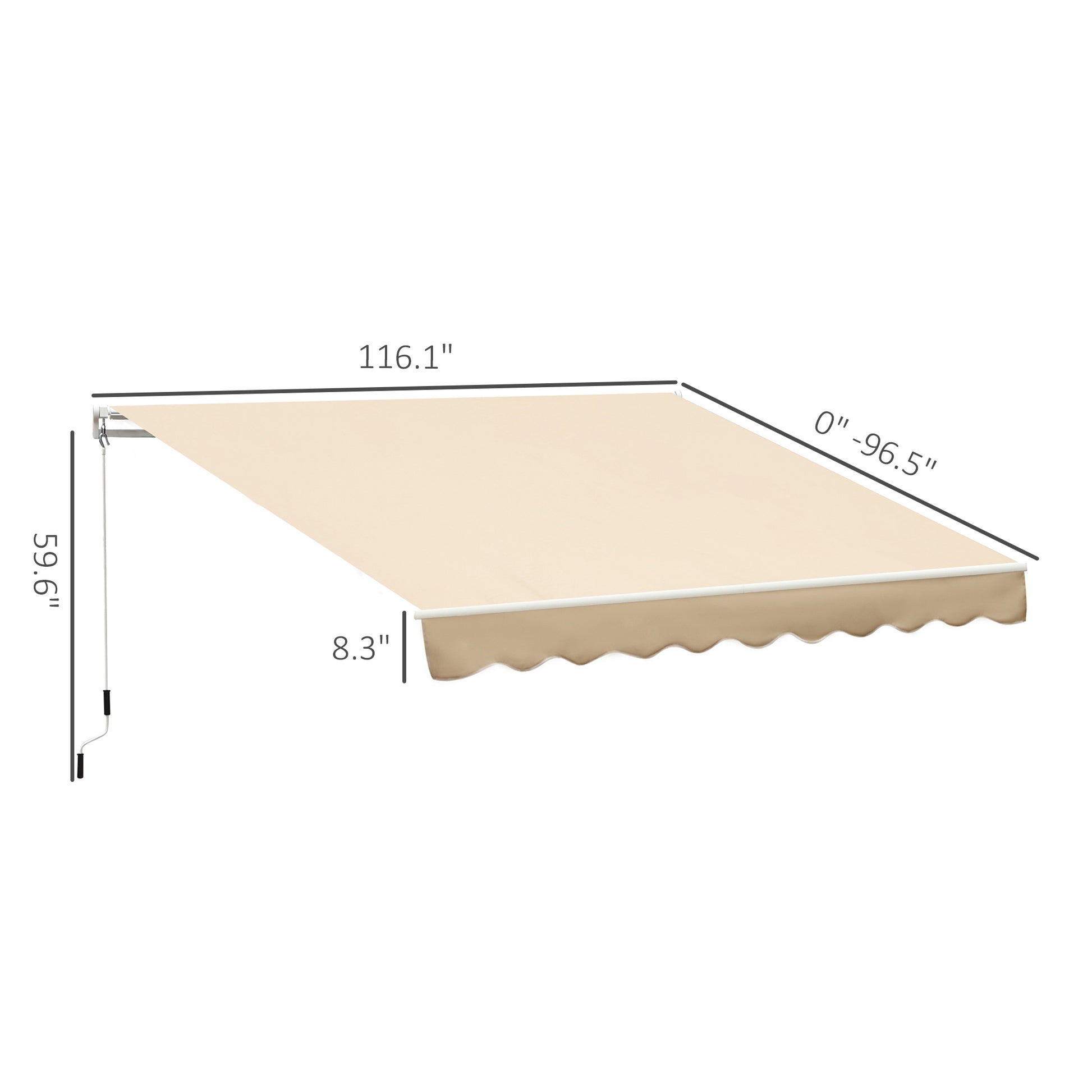 Beige Aluminum Retractable Awning for Garden or Poolside Porch